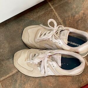 New Balance Beige and White Sneakers